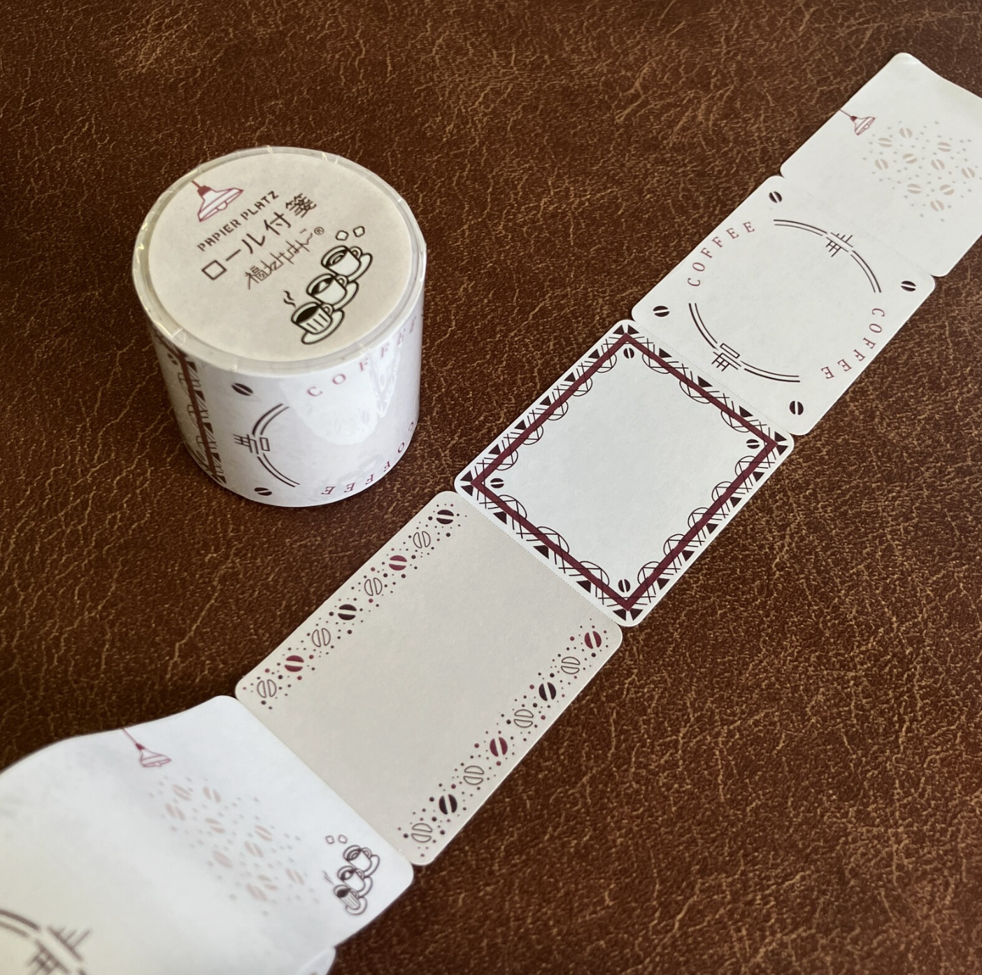 Fukawake Hanko Rolled Sticky Notes: Coffee and Cups