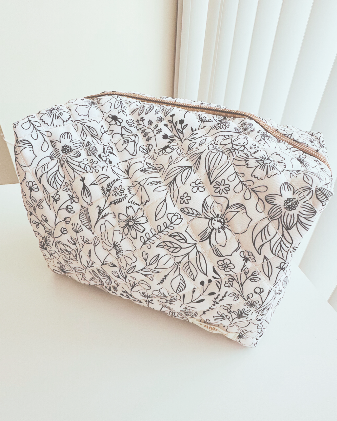 Quilted Carry All Pouch - Black Floral