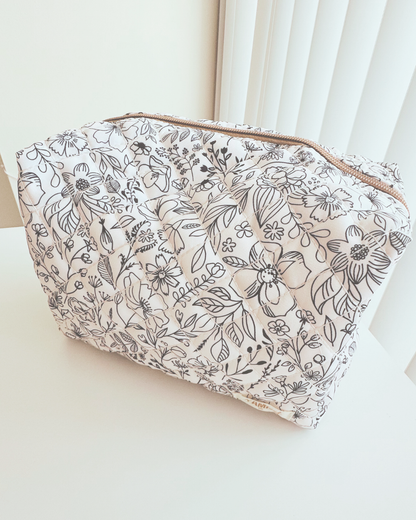 Quilted Carry All Pouch - Black Floral