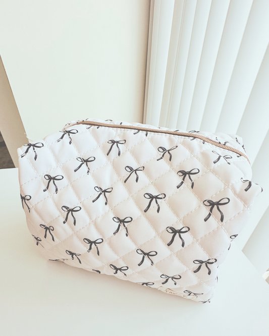 Quilted Carry All Pouch - Black Bow
