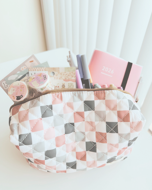 Quilted Carry All Pouch - Boho Checker