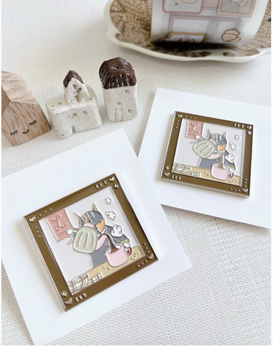 Kuboandlucy X Dana Ate Oatmeal | Lucy Pouring Coffee Enamel Pin