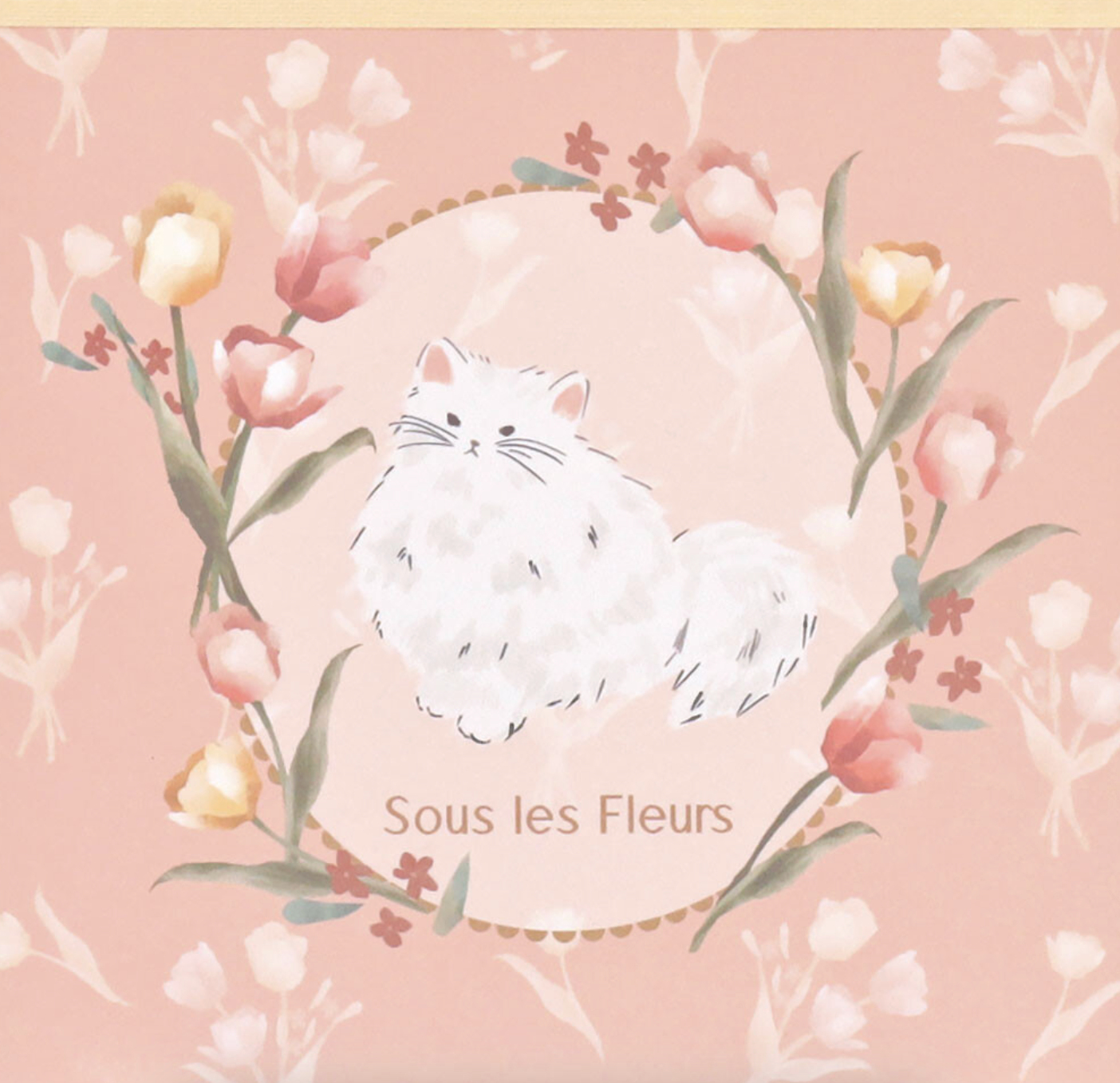 Sous les Fleurs memo pad! Pink: Tulip & Cat