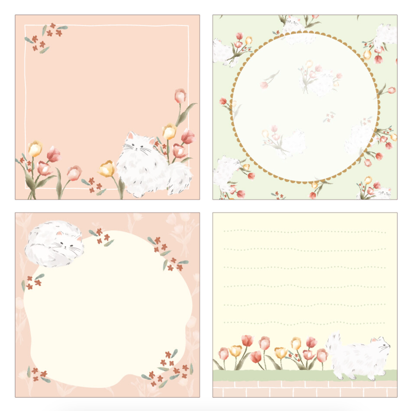 Sous les Fleurs memo pad! Pink: Tulip & Cat