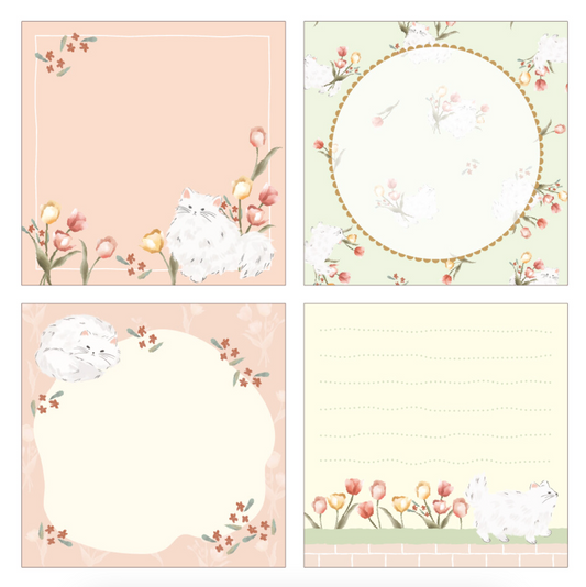 Sous les Fleurs memo pad! Pink: Tulip & Cat