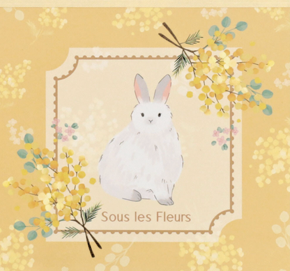 Sous les Fleurs yellow memo pad : Mimosa & Rabbit