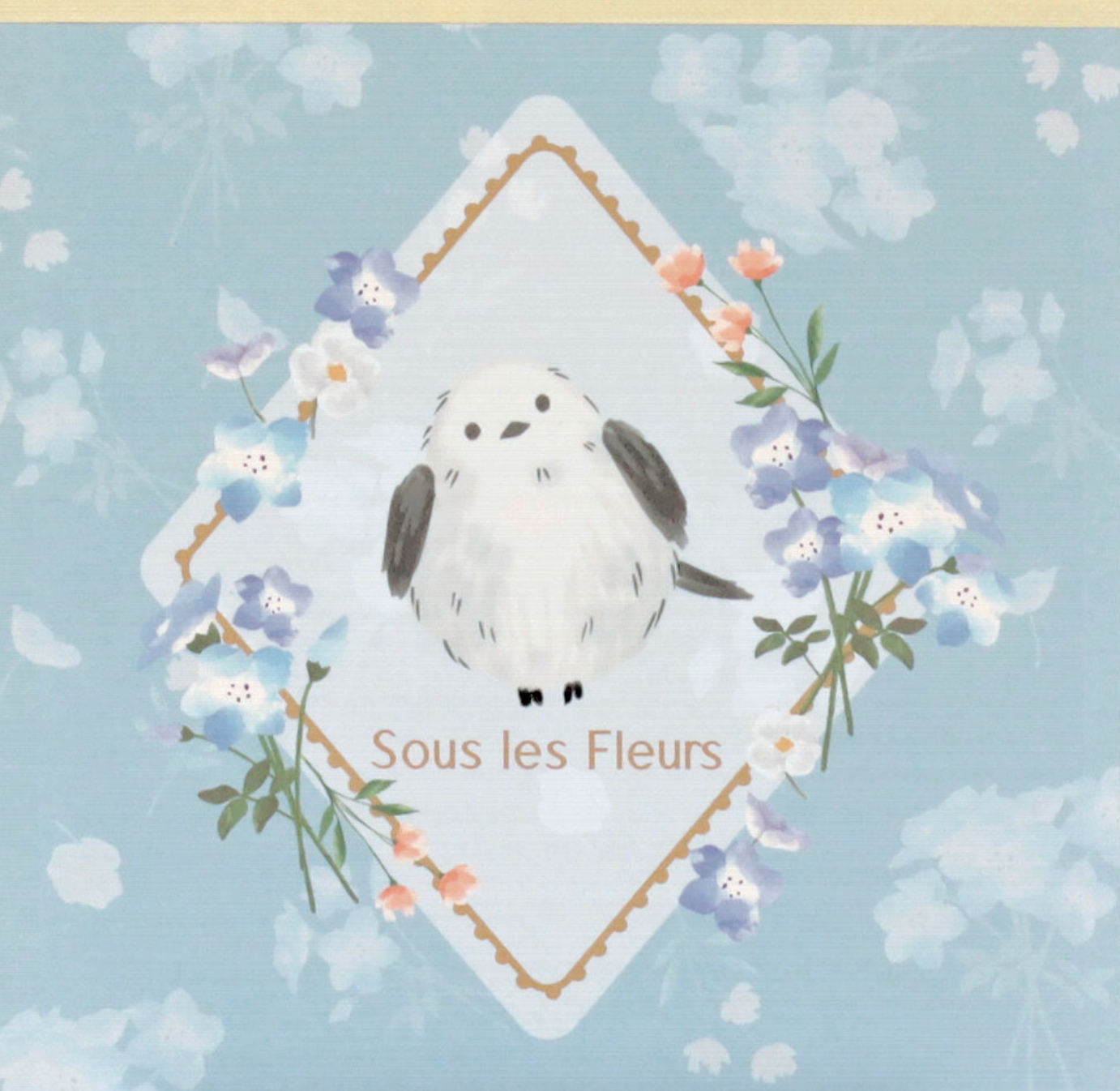 Sous les Fleurs blue memo pad! Nemophila & Striped Enaga