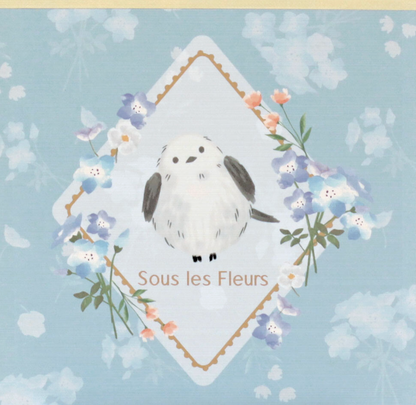 Sous les Fleurs blue memo pad! Nemophila & Striped Enaga