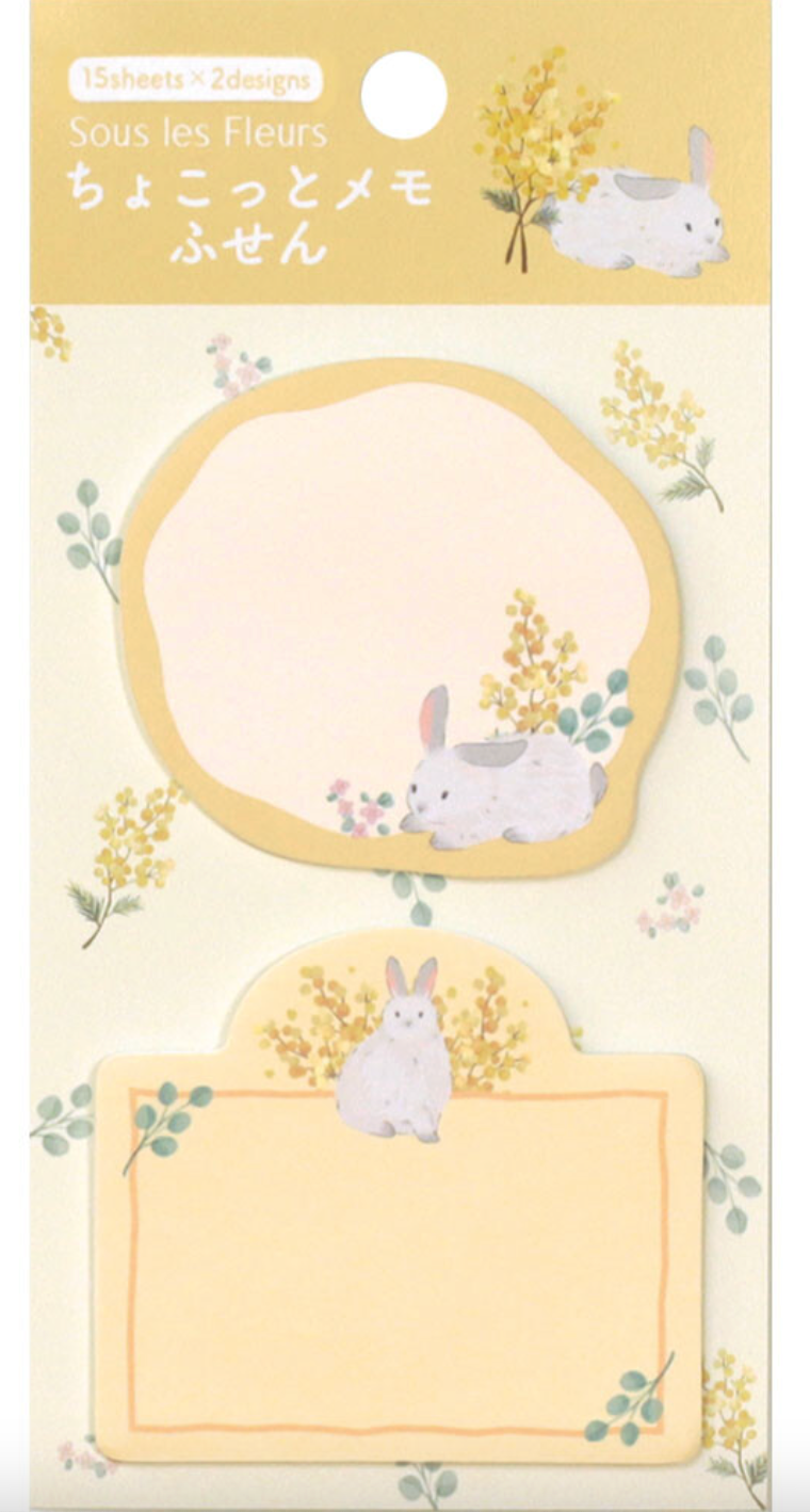 Sous les Fleurs Sticky Note - Yellow : Mimosa & Rabbit