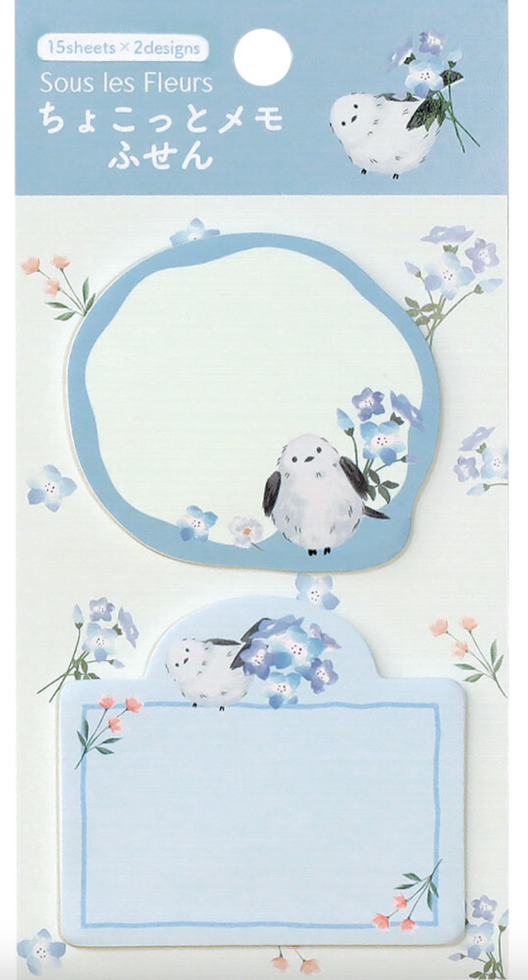 Sous les Fleurs Sticky Note - Blue :Nemophila & Striped Enaga