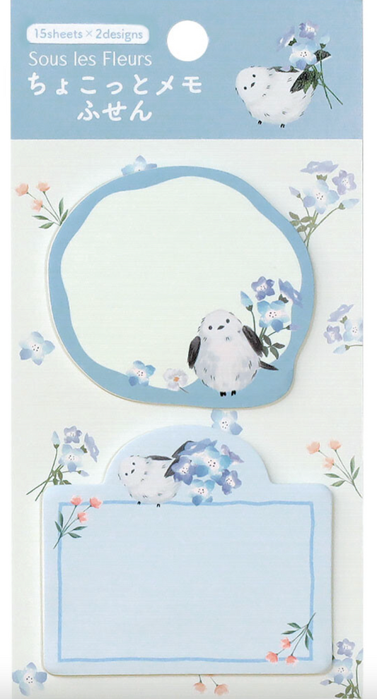 Sous les Fleurs Sticky Note - Blue :Nemophila & Striped Enaga