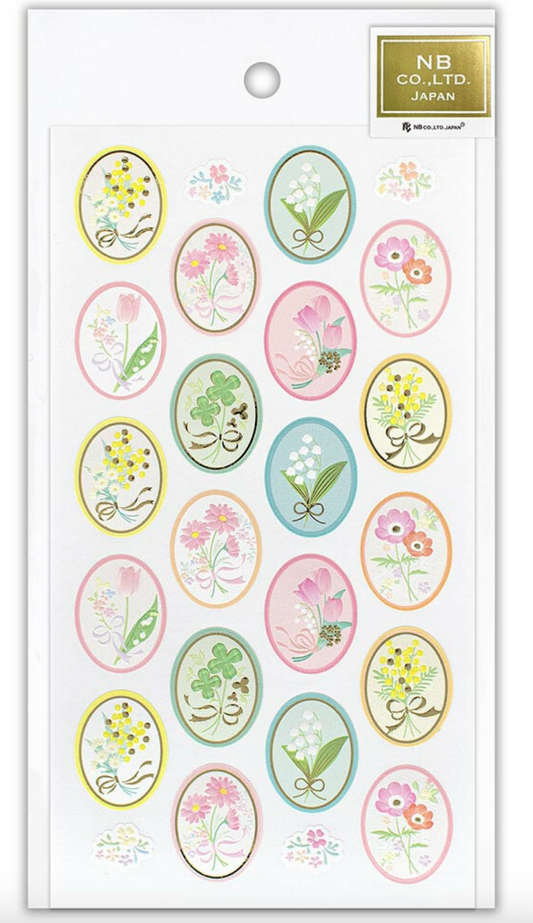 Spring Stickers Sparkle with Pearl and Gold foil