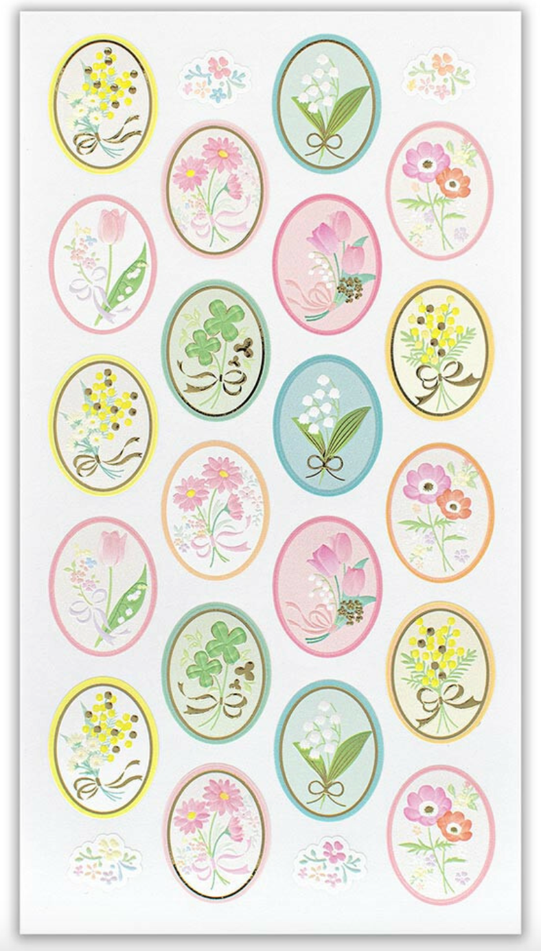 Spring Stickers Sparkle with Pearl and Gold foil