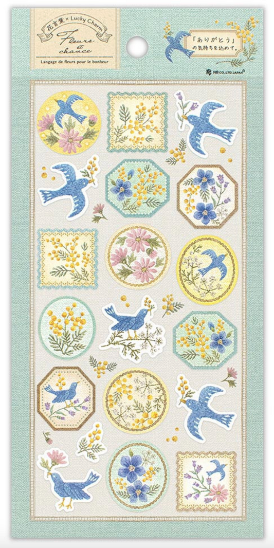 Fleurs et chance - Sticker Sheet - Ama*Gerbera*Campanula*Mimosa*Lace flower