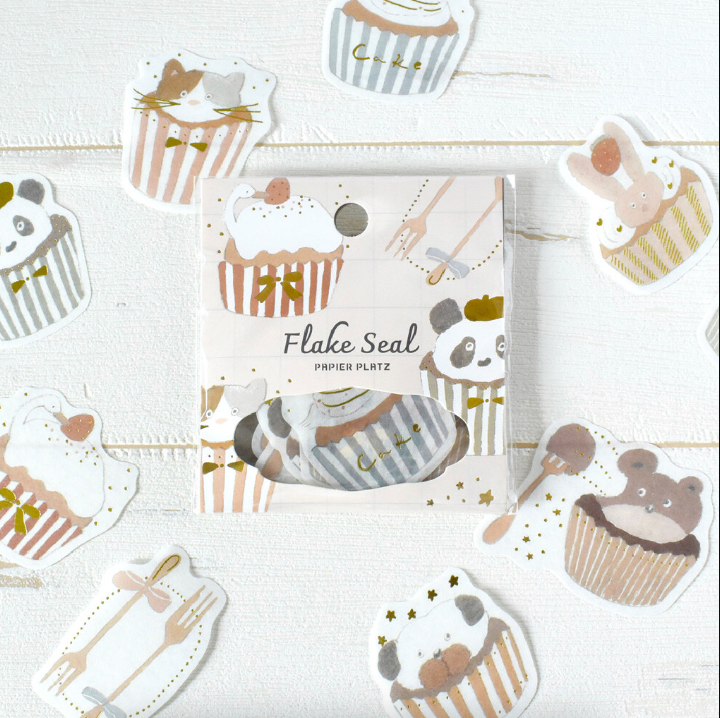 Flake Seal Sticker Flakes - Cupcake with glitter topping