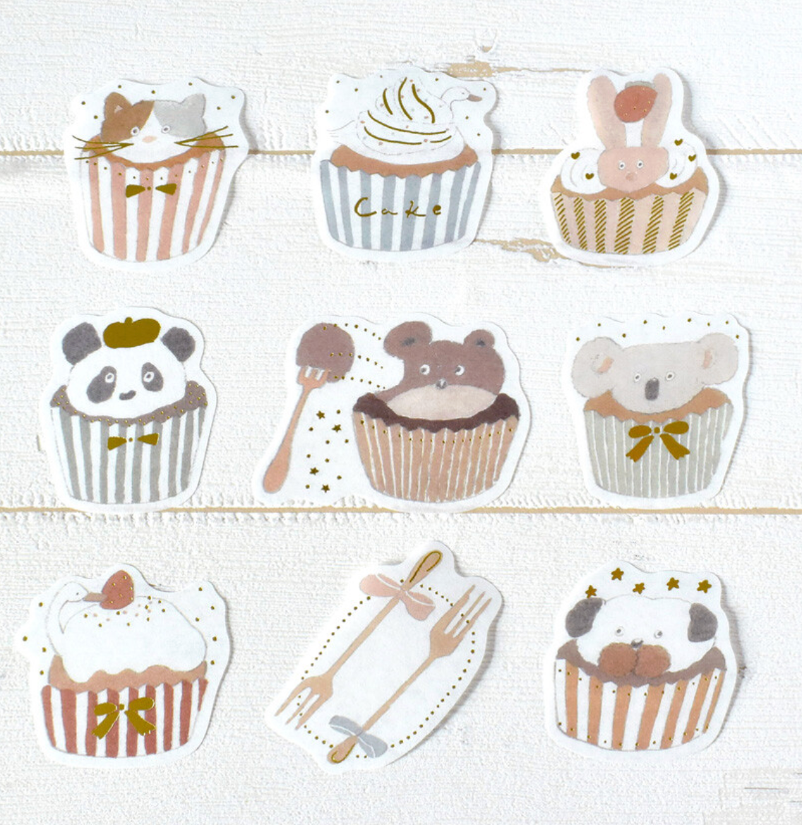 Flake Seal Sticker Flakes - Cupcake with glitter topping